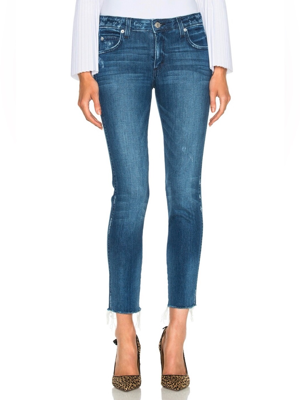 AMO Stix Crop Jeans Pacific Wash Size 26 Raw Hem